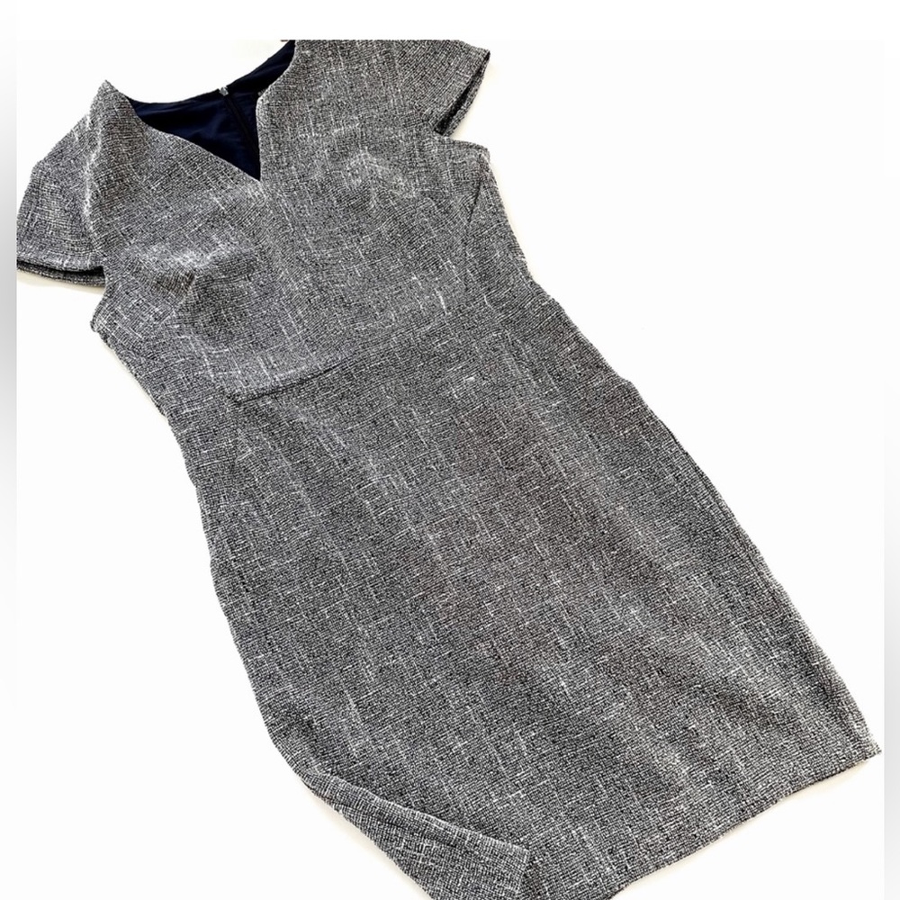 Banana Republic Navy Blue Tweed Sheath Dress | Work Office Chic Fall | Size 8